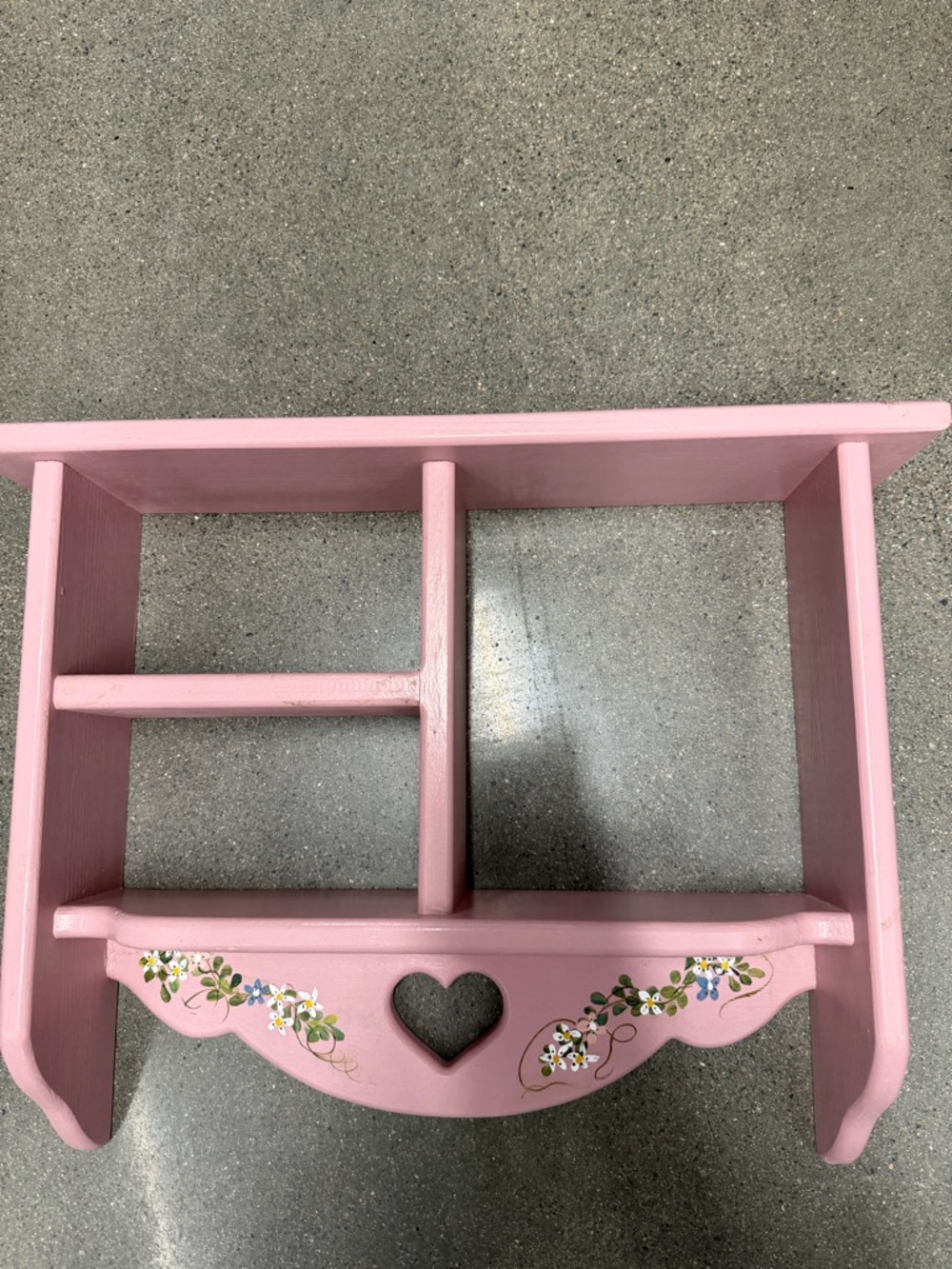 Pink Wooden Wall Shelf with Heart Cutout grandmacore shabby chic vintage